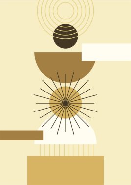 soyut şekil net renkli Düz Boho Geometrik Tarafsız Renk Tasarımı Posteri