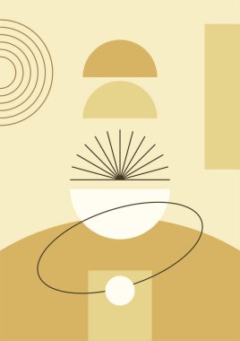 soyut şekil net renkli Düz Boho Geometrik Tarafsız Renk Tasarımı Posteri