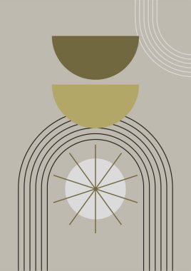 soyut şekil net renkli Düz Boho Geometrik Tarafsız Renk Tasarımı Posteri