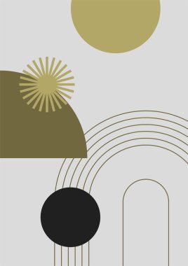 soyut şekil net renkli Düz Boho Geometrik Tarafsız Renk Tasarımı Posteri