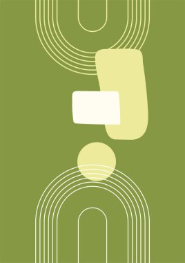 soyut şekil yeşil renkli Düz Boho Geometrik Renk Tasarımı Posteri