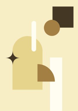 soyut şekil net renkli Düz Boho Geometrik Tarafsız Renk Tasarımı Posteri