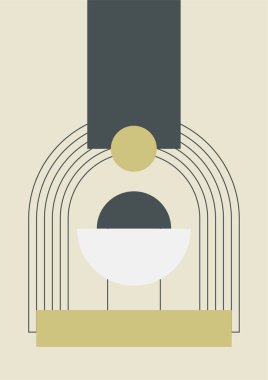 soyut şekil net renkli Düz Boho Geometrik Tarafsız Renk Tasarımı Posteri