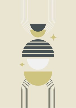 soyut şekil net renkli Düz Boho Geometrik Tarafsız Renk Tasarımı Posteri