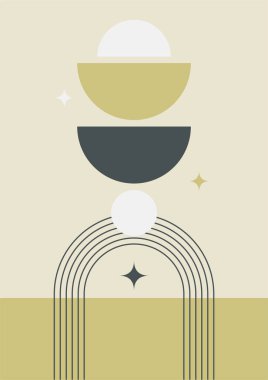 soyut şekil net renkli Düz Boho Geometrik Tarafsız Renk Tasarımı Posteri