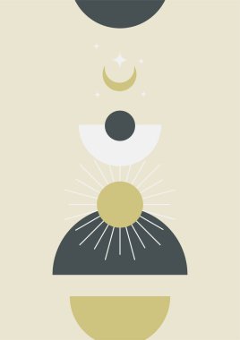 soyut şekil net renkli Düz Boho Geometrik Tarafsız Renk Tasarımı Posteri