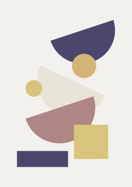 soyut şekil net renkli Düz Boho Geometrik Tarafsız Renk Tasarımı Posteri