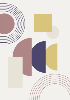soyut şekil net renkli Düz Boho Geometrik Tarafsız Renk Tasarımı Posteri