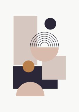 soyut şekil net renkli Düz Boho Geometrik Tarafsız Renk Tasarımı Posteri