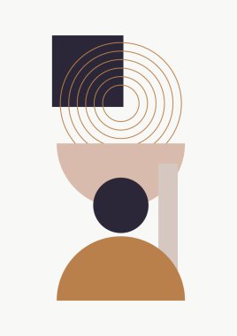 soyut şekil net renkli Düz Boho Geometrik Tarafsız Renk Tasarımı Posteri