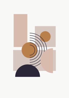 soyut şekil net renkli Düz Boho Geometrik Tarafsız Renk Tasarımı Posteri