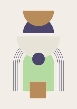 soyut şekil net renkli Düz Boho Geometrik Tarafsız Renk Tasarımı Posteri