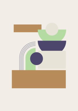 soyut şekil net renkli Düz Boho Geometrik Tarafsız Renk Tasarımı Posteri