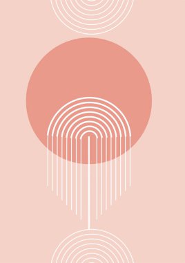 Minimalis şekli pembe renkli Düz Boho Geometrik Renk Tasarımı Posteri