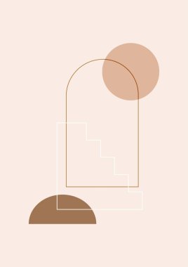 Minimalis şekli pembe renkli Düz Boho Geometrik Renk Tasarımı Posteri