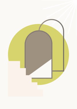 soyut gün batımı renkli Düz Boho Geometrik Tarafsız Renk Tasarımı Posteri