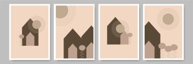 Basit ev şekli Düz Boho Geometrik Renk Tasarımı Posteri