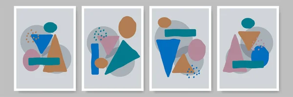 简约的彩色平面Boho几何中性色彩设计海报 — 图库矢量图片