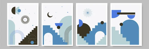 Ilustrações Estéticas Abstratas Minimalistas Modernas Decoração Parede Estilo Boêmio Coleção — Vetor de Stock