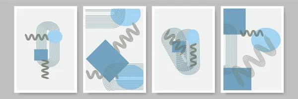 形状抽象的蓝色彩色平面Boho几何中性色彩设计海报 — 图库矢量图片
