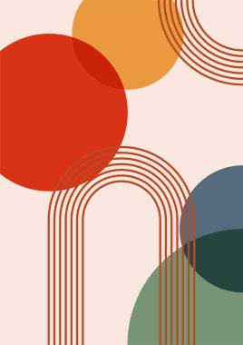 Çember soyut renkli Düz Boho Geometrik Renk Tasarımı Posteri