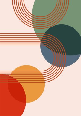 Çember soyut renkli Düz Boho Geometrik Renk Tasarımı Posteri