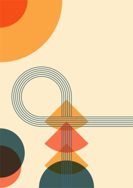 Basit renkli Düz Boho Geometrik Renk Tasarımı Posteri