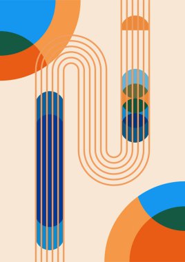 Çember soyut renkli Düz Boho Geometrik Renk Tasarımı Posteri