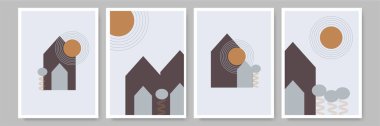 Basit ev şekli Düz Boho Geometrik Renk Tasarımı Posteri