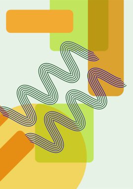 şekil soyut yeşil turuncu renkli Düz Boho Geometrik Renk Tasarımı Posteri