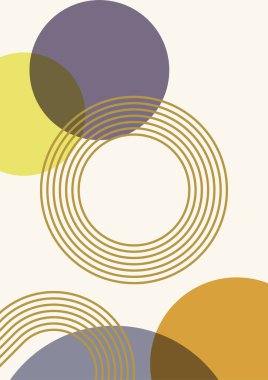 Çember soyut sarı renkli Düz Boho Geometrik Renk Tasarımı Posteri