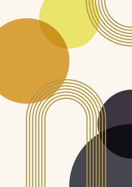 Çember soyut sarı renkli Düz Boho Geometrik Renk Tasarımı Posteri