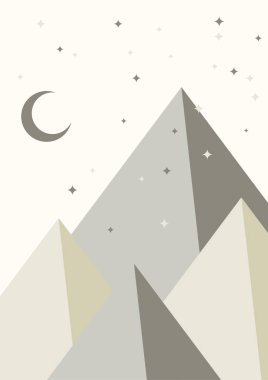 soyut dağ manzarası renklendirici Düz Boho Geometrik Renk Tasarımı Posteri