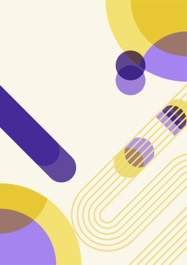 dalga soyut sarı mor renkli düz Boho Geometrik Renk Tasarımı Posteri