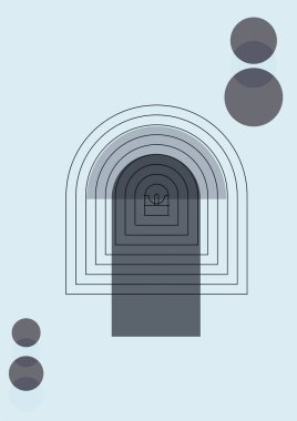 Basit soyut mavi renkli Düz Boho Geometrik Renk Tasarımı Posteri