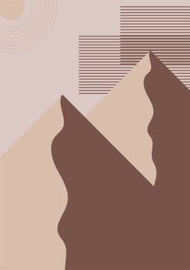 soyut dağ çikolatası rengarenk Düz Boho Geometrik Renk Tasarımı Posteri