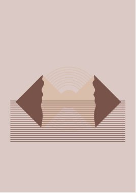 soyut dağ çikolatası rengarenk Düz Boho Geometrik Renk Tasarımı Posteri