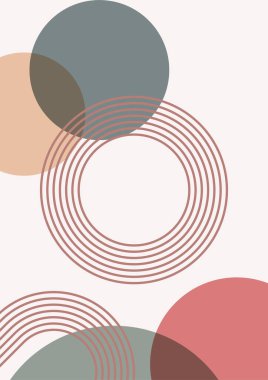 Soyut kırmızı renkli daire Boho Geometrik Tarafsız Renk Tasarımı Posteri