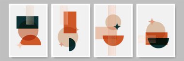 Modern minimalist soyut estetik çizimler. Bohem tarzı duvar dekoru. Çağdaş sanatsal posterlerin koleksiyonu.
