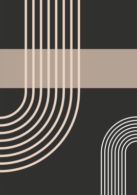 Basit satır Düz Boho Geometrik Nötr Renk Tasarımı Posteri