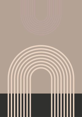 Basit satır Düz Boho Geometrik Nötr Renk Tasarımı Posteri