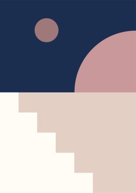 Merdiven soyut renkli Düz Boho Geometrik Renk Tasarımı Posteri