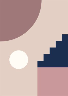Merdiven soyut renkli Düz Boho Geometrik Renk Tasarımı Posteri