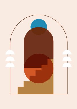 Çizgi şekli soyut Boho Geometrik Renk Tasarımı Posteri