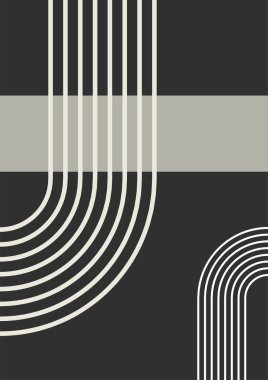 Basit satır Düz Boho Geometrik Nötr Renk Tasarımı Posteri