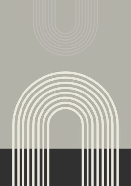 Basit satır Düz Boho Geometrik Nötr Renk Tasarımı Posteri