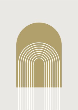 Basit satır Düz Boho Geometrik Nötr Renk Tasarımı Posteri