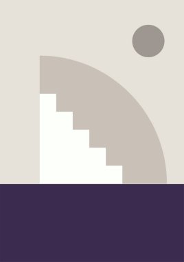 Merdiven soyut renkli Düz Boho Geometrik Renk Tasarımı Posteri