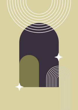 Basit satır Düz Boho Geometrik Nötr Renk Tasarımı Posteri