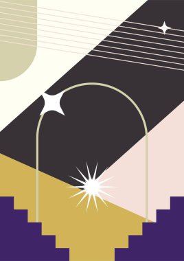 Merdiven soyut renkli Düz Boho Geometrik Renk Tasarımı Posteri